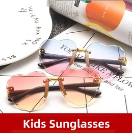 Mode Herz Kinder Sonnenbrille Jungen Mädchen Herz Randlose Sonnenbrille Kinder Im Freien Reise UV400 Brillen Oculos De Sol