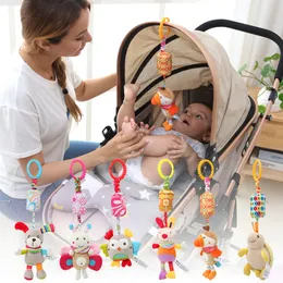 Catcles mobiles sensorial pendurado pendurado macio de aprendizado de brinquedo de pelúcia carrinho de bebê berço do leito de carro com mordida para bebês bebe crianças 230525