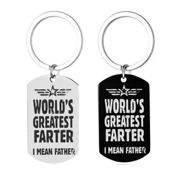 Keychains for Men Letter World's största längre fars dag födelsedagspresent nyckelkedja ringar rostfritt stål mode smycken bilnycklar svart färg 38*22mm