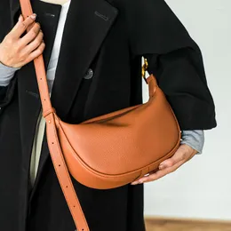Evening Bags Luxury Cow Leather Female Shoulder Crossbody Fashion Women Trend Quality Totes Solid Genuine Handbag Ladies Bag2023