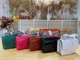 2023Women's leather bag, luxury designer handbag, fashion designer shoulder bag, women's crossbody bag, handbag, wallet, crocodile pattern stewardess bag