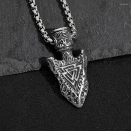 Hänge halsband vintage viking odin triangel rune rostfritt stål hip hop rock män halsband högkvalitativ smycken gåva