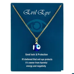 Pendant Necklaces Evil Blue Eyes Necklace Turkish Gold Sier 8Mm 10Mm Geometric Stainless Steel Lucky Protection Jewelry For Women Dr Dhosx