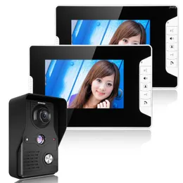 Video Door Phones Intercom 7''Inch 2pc LCD Wired Phone Visual Doorbell Monitor Camera Kit For Home Security