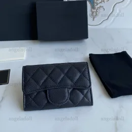 10A 미러 품질 디자이너 미니 신용 카드 홀더 11cm 여성 캐비어 지갑 동전 지갑 고급 파우치 진짜 가죽 퀼트 플랩 지갑