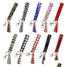 Keychains Lanyards Wrist Strap Keychain Pendant Tassel Leather Key Chain Bracelet Car Bag Decorative Keyring Drop Delivery Fashion Dhcos