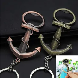 Keychains New Cool Retro Anchor Men's Beer Bottle Opener Keychain Multi Tool Keyholder Accessories Gift G230526