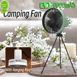 Yeni taşınabilir fan kamp fan 10000mAh şarj edilebilir mini fan usb açık kamp tavan fan tripod standı masaüstü fan