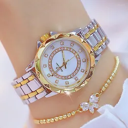 Relógios de pulso Mulheres de diamante assistir 2023 Rhinestone elegantes Relógios Pulso de relógio de ouro rosa para relógio feminino
