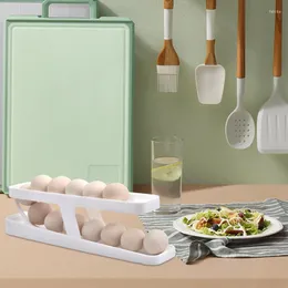 Lagringsflaskor Auto Rolling Egg Holder 2 Tier Rack Fresh-Keep Box Pantry Countertop Kylskåp Kök Hem Gadgets Tools