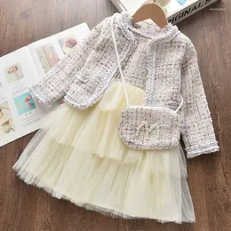 Kläder sätter menoa flickor prinsessor kläder kostymer vinterstil barn fest elegant småbarn outfit barn ull 2-7ys