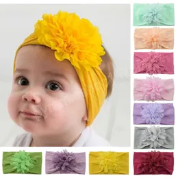 Big Chiffon Flower Baby Hair Bands Recém -nascidos Crianças Crianças Floral Nylon Bandas de cabeça fofas Photo Photo adereços