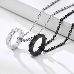 Chains ZORCVENS Punk Vintage Black Silver Color Stainless Steel Geometric Pendant Necklace For Men Collares Items