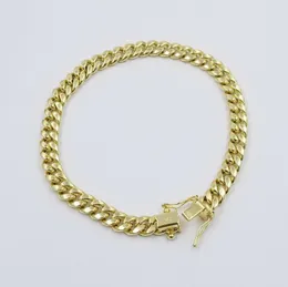 10k Real Yellow Gold Miami Cuba Bracelete 6 mm Link de 7 "polegadas 10k Lock de caixa