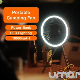 Ny bärbar fläkt med Power Bank och LED -belysning 10000mAh Mini Fan USB -laddningsbara små luftkonditioneringsapparater Mini Fan