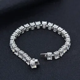 Trendy Moissanite Diamond Bangle Bracciale 100% vero argento 925 Braccialetti da sposa per le donne Gioielli per feste di fidanzamento