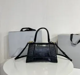 Luxuriöse Sanduhr-Umhängetasche, Designer-Tasche, schwarze Krokodilprägung, kleine Umhängetasche, modische Persönlichkeit, Halbmond-Handtasche, Clutch-Tasche