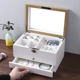 Jewelry box with lock, anti-theft, high-end watch, jewelry storage box, light luxury, large capacity, household, simple, multifunctional, and versatile