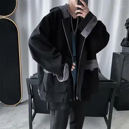 남성용 재킷 스프링 재킷 후드 따뜻한 한국 패션 느슨한 캐주얼 빈티지 일본 가을 에르케 클러 쿠케트 남자 의류 di50jk