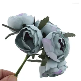 Decorative Flowers 6pcs/Set Artificial Silk Mini Rose Bud Wedding Scene Layout Flower Wall Production Supporting Material Wrist