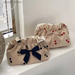 Diaper Bags Mommy Bag Baby Diaper Nappy Organizer Make Up Bags for Mom Soft Corduroy Cherry Bowknot Women Cluth Diaper Storage Maternity Bag T230526