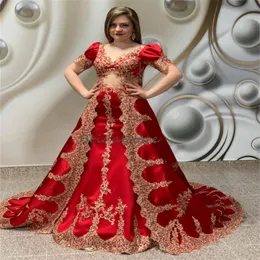 분리 가능한 기차 2023 Red Mermaid Prom 드레스 터키 새틴 레이스 2 인 Vintaeg Moroccan Arabic Evening Dress 1 Robe de Mariee restidos de noche dubai abaya chic