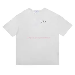 Projektantka moda Tees Tshirt Rhude 22ss Nowa solidna marka drukowania liter High Street Lose męskie damskie koszulki bawełniane topy streetwear