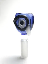 Glas-Bong-Schüssel mit 14 mm 18 mm männlichem Shisha-blauem Eimer, schwarzem Auge, weißem Tropfgriff, dicken, tiefen Schalen zum Rauchen von Wasserpfeifen4913558