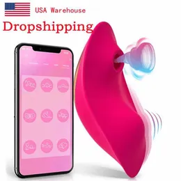 Sex Toy Massager Bluetooth Butterfly Wearable Clit Sucker Us Warehouse Mutandine Vibratore Female App Remote Control Dildo per le donne