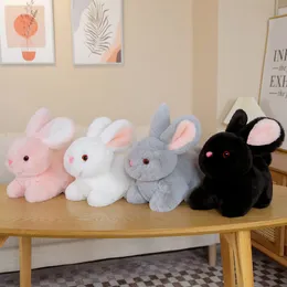 Simulation Fluffy Rabbit Plush Toy Lifelike Bunny Doll Soft Stuffed Animal Pendant Key Chain Birthday Gift for Children Kids Room Decorations