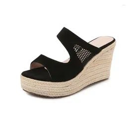 Sandals Size 31-44 2023 Summer Open Toe Women High Heel Wedge Shoes Non-slip Slipper Platform Beach
