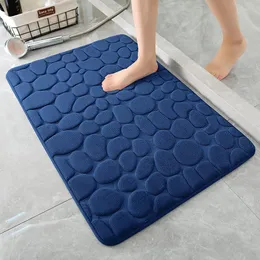 Carpets Pebble Embossed Bathroom Bath Mat AntiSlip Carpet Washbasin Bathtub Side Floor Shower Room Door Memory Foam 230525