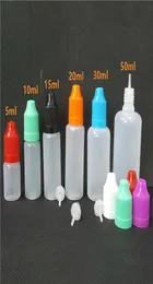 Garrafas de plástico 5ml 10ml 15ml 20ml 30ml 50ml de gotas de agulha macia e de agulha macia com tampas à prova de crianças para o vape e cig