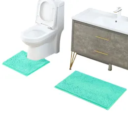 2 pezzi/tappetino da bagno set Chenille Anti Slip Assorbente Matro per porte del pavimento del bagno WC a forma di tappeto morbido tappeto a forma di contorno moquette W0028 W0028