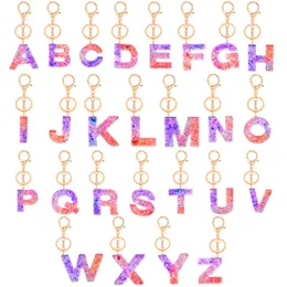 Keychains Creative Personalized 26 British Transparent Harts Drop Lim Sequin Letter Chain Pendant For Men and Women Key Straps G230525