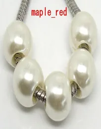 100pcslot أبيض تقليد الأزياء السحر الأوروبي للمجوهرات التي تصنع حبات حفرة كبيرة فضفاضة تناسب سوار أوروبي و Cardlac5752151
