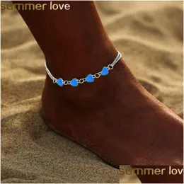 Anklets Bohemia Luminous Heart Pendant For Women Pretty Pentagram Star Bracelet On The Leg Lover Anklet Fashion Female Drop Delivery Dhz2J