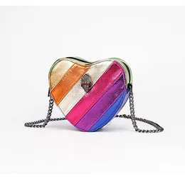 Women's bag colliding with colorful rainbow panels chain cross-body bag owl bird head shoulder bag