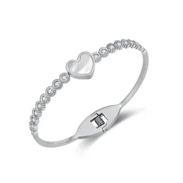Rostfritt stål armband enkelt modeskal kärlek zirkoniumkristaller manschett för mamma dotter vän gåvor smycken n1045