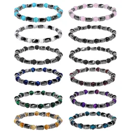 Magnetite Twist Beads Braccialetti con pietre preziose elasticizzate Bracciale con pietra curativa per terapia per artrite Rilascio di energia negativa Ansia