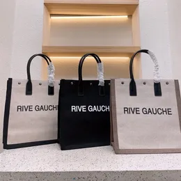 トレンド女性ハンドバッグRive Gauche Toteショッピングバッグハンドバッグトップリネン大きなビーチバッグデザイナー旅行クロスボディ肩サッチェルウォレットテキスタイルレザートートバッグ