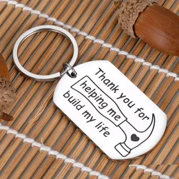 Key Rings Stainless Steel Keychain Thank You For Hel Me Tool Engrave Letters Ring Dad Fathers Day Gifts Drop Delivery Jewelry Dhg9R