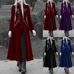 Renesansowa wiktoriańska kurtka Kurtka średniowieczna koronkowa steampunk Vintage Gothic Tuxedo Long Coat Costium dla kobiet