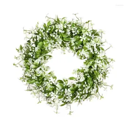 Decorative Flowers Artificial Flower White Leaves Full Of Star Wreath Outdoor Decoration Front Door Wall Window Simulation Holiday Celeb