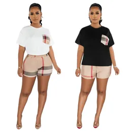 브랜드 트랙 슈트 여름 여성 의상 짧은 소매 티셔츠와 반바지 2 피스 세트 캐주얼 조깅복 스포츠웨어 스웨트 슈트