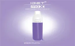100 Orijinal Iget Max Maks Tek Kullanımlık Kartuş Cihaz Kiti Elektronik Sigara 2300 Sayı 8ml Kartuşlar 1100mAh Pil Vape Stick PE6779523