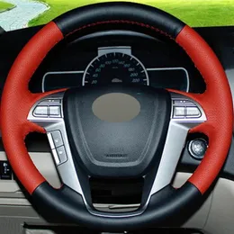 Steering Wheel Covers Black Red Genuine Leather DIY Hand-Stitched Car Cover For BYD E5 E6 S6 F3 2023-2023 Pattern