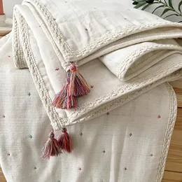 Filt Swaddling filt retro bomulls täcke bohemisk japansk stil barn luftkonditionering född vanliga sängkläder 230525