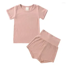 Kleidungssets Sommer Baby Mädchen Jungen Kleidung Set Pyjamas Anzug Baumwolle Kurzarm T-Shirt Shorts 2 Stücke Kleinkind Skinny Hight Taille Nachtwäsche