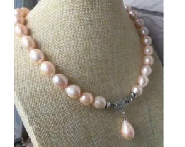 Fine Pearls Jewelry wunderschöne 10-12 mm Südsee-Barock-Gold-Rosa-Perlen-Halsketten-Anhänger, 45,7 cm